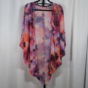 Marciano Sheer Watercolor Floral Kimono Tunic SZ XXS